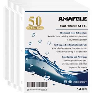 lot 4094 image: Clear Sheet Protectors for 3 Ring Binder, Plastic Sleeves for Paper 8.5x11, Heavy Duty Page Protectors for 3 Ring Binder, Top Loading Paper Protector for Documents and Photos,Letter Size.