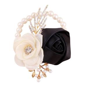 lot 4099 image: DESUNESS Wedding Bridal Corsage Bridesmaid Wrist Flower Corsage Flowers for Prom Wedding Homecoming Suit Decorations (Black)