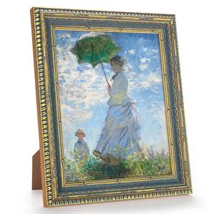 lot 4104 image: GULETHUN Vintage Gold Raised Frame with Blue Accent, 8x10 Ornate Picture Frames, Home Decor Antique Gallery Poster Photo Frames 8 by 10, Horizontal or Vertical Display