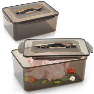 lot 5170 image: Reallnaive 2 Pcs Marinating Containers with Lid 12.5 and 8.3 Quart Plastic Food Brining Containers Dishwasher Safe Grilling Accessories for Thanksgiving Meat Chicken Turkey Rib BBQ Prep Storage