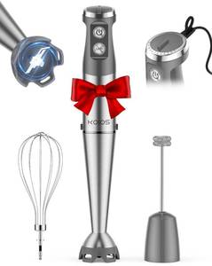 lot 5178 image: KOIOS Immersion Blender, 1000W Anti-scratch 3-in-1 Hand Blender, Upgraded 12 Speed Stainless Steel Blade Stick Blenders with Turbo Mode, Whisk and Milk Frother, Non-BPA