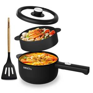 lot 5192 image: Dezin Hot Pot Electric, 2L Non-Stick Saut Pan, Rapid Noodles Cooker, Mini Portable Pot for Steak, Egg, Fried Rice, Ramen, Oatmeal, Soup with Power Adjustment and Spatula, College Dorm Room Essential