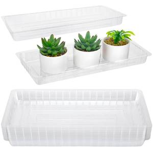 lot 5194 image: SiliFine 20 Pcs Clear Plastic Plant Saucer Rectangular Plant Drip Trays Transparent Thick Heavy Duty Plastic Liners for Planters for Indoors Outdoors Flower Pots Window Sills Window Shelf, 14in x 6in