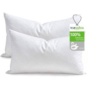 lot 5195 image: TOPGREEN Feathers Down Throw Pillow Inserts 12x20, Set of 2, 100percent Organic Cotton Shell, Soft Decorative Lumbar Pillow Insert for Living Room Sofa, Couch, or Bed (White)