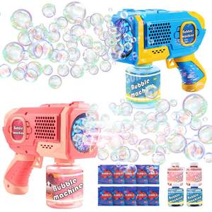 lot 5216 image: EagleStone 2 Pack Bubble Gun Machine for Kids, Automatic Light Up Bubble Blower with 4 Bottles 10 Bags Refill Solution, Bubble Guns Blaster for Toddlers, Outdoor Toys Gifts, Wedding Easter Party Favor