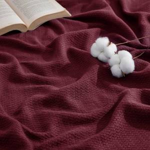 lot 5228 image: Bedsure GentleSoft 100percent Cotton Blanket King Size for Bed - Breathable and Lightweight, Soft Cozy Textured Herringbone Woven Blanket for Summer, Red, 108x90 inches