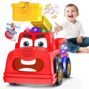 lot 5229 image: Talking Fire Truck Toy for Toddlers 18M, Interactive Fire Engine with Voice Repeat and Moving Mouth, Lights, Siren Sounds and Music, Rescue Truck Gift for Boys Girls 18 Months and Up