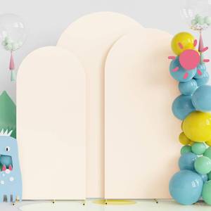 lot 5233 image: Fomcet Wedding Arch Cover 7.2FT, 6.6FT, 6FT Nude Spandex Fitted Fabric Arch Backdrop Cover Set of 3 Round Top Chiara Arched Backdrop Stands Covers for Wedding Ceremony Birthday Party Baby Shower
