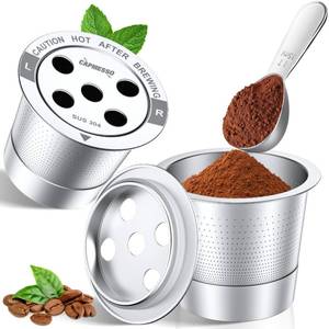 lot 6026 image: CAPMESSO Reusable K Cups for Keurig 2026 All Stainless Steel Refillable Coffee Pods Metal Coffee Filters with 5-Hole and Scoop - for K SupremeK SlimK-Duo Gen 2K-Brew Chill MultiStream Maker (1 Pack) used