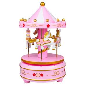 lot 6030 image: Pink Carousel Music Box Cake Decorative Ornament Birthday Gift Desktop Decorative Ornament