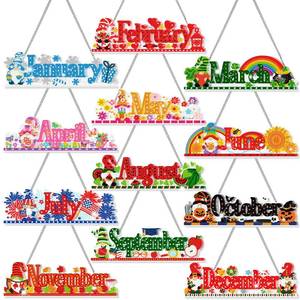 lot 6043 image: BreezeHug 12 Pcs Seasonal Diamond Art Wreath Kits Holiday 5d DIY Diamond Painting Signs Month Germ Hanging Art Ornaments Crystal Rhinestone Suncatcher for Wall Door Decorations(Gnomes)