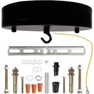 lot 6057 image: Sturkit 7.9inch Ceiling Canopy Kit with Hook, Ceiling Plate for Pendant Light with All Mounting Hardware,Black