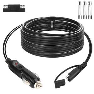 lot 6083 image: SCCKE 10FT 14WG 12V Cigarette Lighter Plug to SAE Quick Release Adapter Extension Charging Cable With 20A Fuse and LED Light