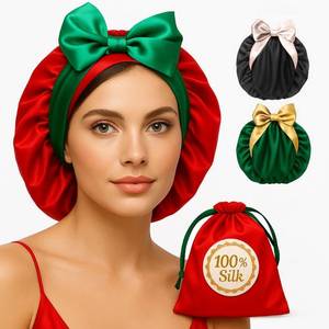 lot 6092 image: 100percent Mulberry Silk Bonnet for Sleeping Women with Wonder Loop Tie � No-Slip Silk Sleep Cap, Reversible Silk Hair Wrap for Sleeping for Curly, Long Hair and Waves - Mothers Day Gift for Wife and Mom