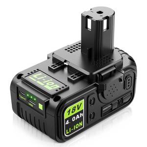lot 6110 image: Abeden Replacement for Ryobi 18V Battery, 2-Pack P108 4.0 Ah True High-Performance Compatible with 225 18V ONE Tools and Chargerswith USB and Type-C Ports