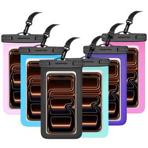 lot 6116 image: 6 Pack 8.5in Waterproof Cell Phone Pouch - Underwater Dry Bag Case Lanyard - Water Proof Clear Holder Protector for iPhone 17 16 15 Pro Max Plus Samsung Galaxy S25 S24 Ultra Note for Beach Swimming