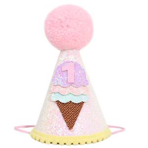 lot 6130 image: HIKLO Ice Cream 1st Birthday Cone Hat - Sweet One First Birthday Hat, Ice Cream 1st Birthday Decoration for Girls, Ice Cream Party Supplies