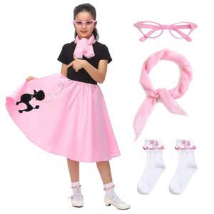 lot 6143 image: Leadtex 50s Poodle Skirt Sock Hop Costume Accessory Set for Girls with Scarf,Glasses,Socks. Size 7-8 years