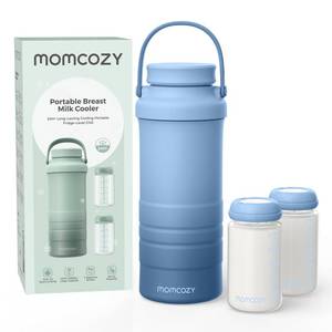 lot 6150 image: Momcozy 22oz Portable Breast Milk Cooler for Outdoor, Life Saver with 360° Total Cooling for 24 Hours, Larger Capacity Travel Breastmilk Chiller with 2pcs Baby Bottles for Breastmilk Storage, Blue