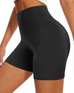 lot 6162 image: DHSO High Waisted Biker Shorts for Women-5in Spandex Tummy Control Fitness Clothing Athletic Workout Running Yoga Gym Volleyball Bike Short Leggings(Black,L-XL)