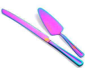 lot 6186 image: GoGeiLi Rainbow Cake Knife and Server Set, Colorful Stainless Steel Cake Cutting Set for Wedding, Birthday, Parties