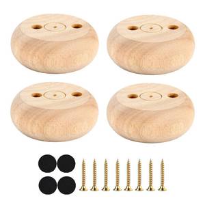 lot 6187 image: Michanco 30MM Furniture Legs 1 Inch Set of 4,Round Short Replacement Wood Bun Feet for Couch Sofa Ottoman Screw in Unfinished