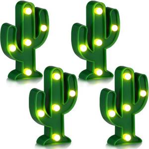 lot 6195 image: Jutom 4 Pieces LED Cactus Light up Taco Party Favors Mexican Cactus Party Decorations Fiesta Table Decor Cinco De Mayo Supplies Cute Night Lamp for Table Bedroom Supplies(4.72 x 2.76 Inch)
