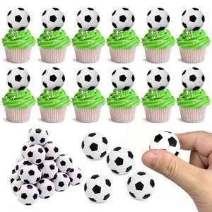 lot 6196 image: DRWATE 28pcs Soccer Ball Cake Topper Decorations Mini Soccer Ball Cup Cake Decorations For Soccer Party Birthday Party Football Sport Party Supplies (Style 01)