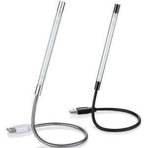 lot 6209 image: Mudder 2 Pieces USB LED Light for Laptop Keyboard Light Gooseneck Computer Lamp Flexible Stick Dimmable LED Lamp Touch Switch for Reading Book(Black, Silver)