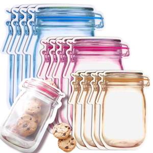 lot 6219 image: Fireboomoon 30 PCS Multi-Size Mason Jar Bottle Pattern Zipper Bags,Reusable Airtight Seal Leak-Proof Portable Food Snack Save Storage Pouch Bag for Travel Picnic Camping and Kids