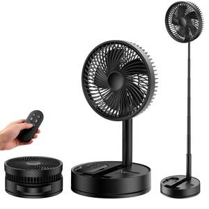 lot 11856 image: Portable Standing Oscillating Rechargeable Fan - 8in 8000mah Battery Operated USB Fans for Bedroom Quiet Remote Folding Pedestal Floor Ventilador Foldable Table Desk Room Office Camping Cruise Travel