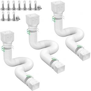 lot 11858 image: 3 pack Flexible Rain Gutter Downspout Extensions,Drain Downspout Extender,Gutter Extension Flexible,Down Spout Drain Extension Pipes,Extendable from 21 to 60 Inches (3pcs white)