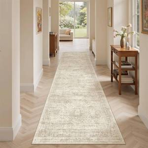 lot 11865 image: Soalmost Runner Rug 2x7 Washable Non-Slip Hallway Runner Rugs for Kitchen Bathroom Laundry Room Beige Vintage Floor Carpet Runners for Hallways Entryway