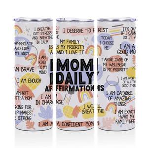 lot 11890 image: Inspirational Gifts for Mom, Women, Mama - 20 oz Skinny Tumbler, Stainless Steel Insulated Coffee Mug, Thermal Travel Cup with Lid for Christmas, Birthday, New Moms (Lid Damaged)