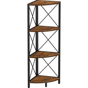 lot 11901 image: Snughome Rustic Corner Shelf Stand for Desktop, 4 Tier Corner Storage Plant Shelf, Freestanding Corner Shelf Display Rack, Multi-Unit Organizer for Living Room, Home Office, Small SpaceRustic Brown