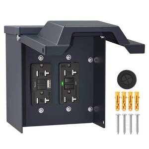 lot 11917 image: Joinfworld Outdoor Electrical Box, Outdoor GFCI Outlet Box 20 Amp WRTR GFCI Cover with USBType-C Ports Lockable ETL Listed