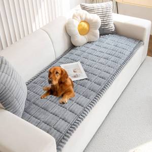 lot 11924 image: Mivnue Pet Couch Cover, Couch Covers for Dogs, Washable Dog Sofa Covers Couch Protector, Fuzzy Non Slip Couch Slipcover Pet Friendly (Light Grey, 27.6in x 70.9in)