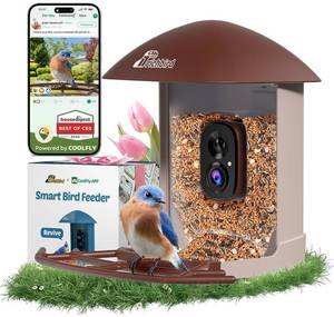 lot 11938 image: Smart Bird Feeder with Camera Solar Powered, 2.5K HD Birdwatching Camera with Free AI Bird Identification, Instant Notifications and Auto Video Capture, for Dad Granpa Birdlovers, Brown