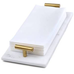 lot 11955 image: Guest Towel Holder Tray for Bathroom - White Marble-Tray - Napkin Holder for-Bathroom - Paper Hand Towel Holder.
