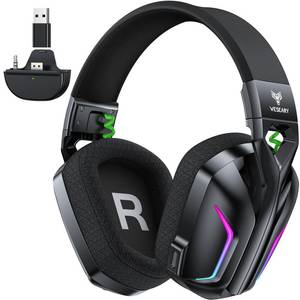 lot 11960 image: WESEARY Wireless Gaming Headset for Xbox Series XS, 2.4GHz Ultra-Low Latency Headset with Noise Cancelling Mic for PC, PS5, PS4, Switch, Mac, 3D Surround Sound, Bluetooth 5.4, 50H Battery