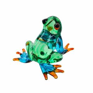 lot 12255 image: DANUSORNGEANG Hand Blown Art Glass, Rainforest Frog Miniature Animals Collection, Dollhouse Miniatures, Decorations, Souvenirs, Art Glass Blown Animals. (Multicolor Frog) (One Foot Broken)