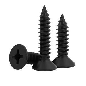 lot 12303 image: #4 x 1 (100 Pack) Flat Head Sheet Metal Screws Phillips Drive Self-Tapping Wood Screws, Black Oxide 304 Stainless Steel Screw (18-8), Corrosion Resistant Screws
