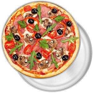 lot 12311 image: PandP CHEF Pizza Pan Set of 2, Stainless Steel Pizza Tray, Round Pizza Plate For Pie Cookie Pizza Cake, Non Toxic and Heavy Duty, Dishwasher Safe and Easy Clean, 12 Inch and Silver
