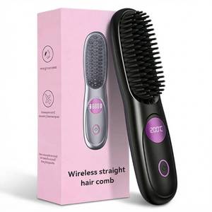 lot 12312 image: Go Brush Pro,2026 New Cordless Straight Hair Brush, Portable Scald-Proof mini Straight Hair Comb with Three Temperature Settings and LED Display Screen, Quickly Heating Travel Hair Brush (Black) (Used)