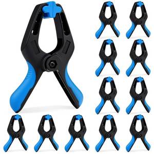 lot 12318 image: QUAMATE 12 Pack 4inch Heavy Duty Spring Clips, Plastic Spring Clamps for Woodworking, Backdrop Stand, Pool Cover, Photography, Crafts