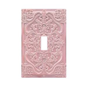 lot 12323 image: Wpshijia Decorative Light Switch Plate Covers Pink 3D Floral Embossed 1 Gang Light Switch Cover Plate Single Toggle Wall Plate Outlet Covers Faceplate for Bedroom Home Decor