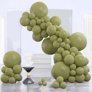 lot 12329 image: PartyWoo Sage Green Balloons 140pcs Different Sizes of 18 12 10 5 Inch Olive Boho Green Latex Balloon Arch Kit for Wedding Birthday Dinosaur Jungle Golf Football Theme Party Decorations Green-F11