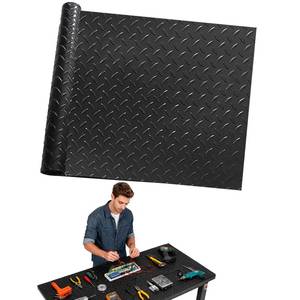 lot 12333 image: 48in x 17in Workbench MatPVC Work Bench Mat Top with Non-Slip Steel Plate Texture, 1.5mm Thick Rectangle Vinyl Table Top Protector, Woodworking,DIY Projects