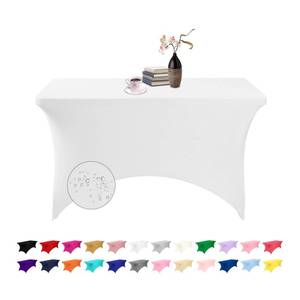 lot 12334 image: eccwai Spandex 4ft Waterproof Table Cover for Party,Wedding, Banquet, and Events(White)