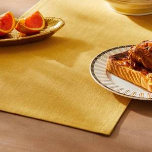 lot 12339 image: ZeeMart Rustic Cotton Linen Table Runner, 13x48 Inches Yellow, Farmhouse Style Yellow Table Runners 48 Inches Long, Washable Kitchen Dining Table Decoration for Home Party Decor